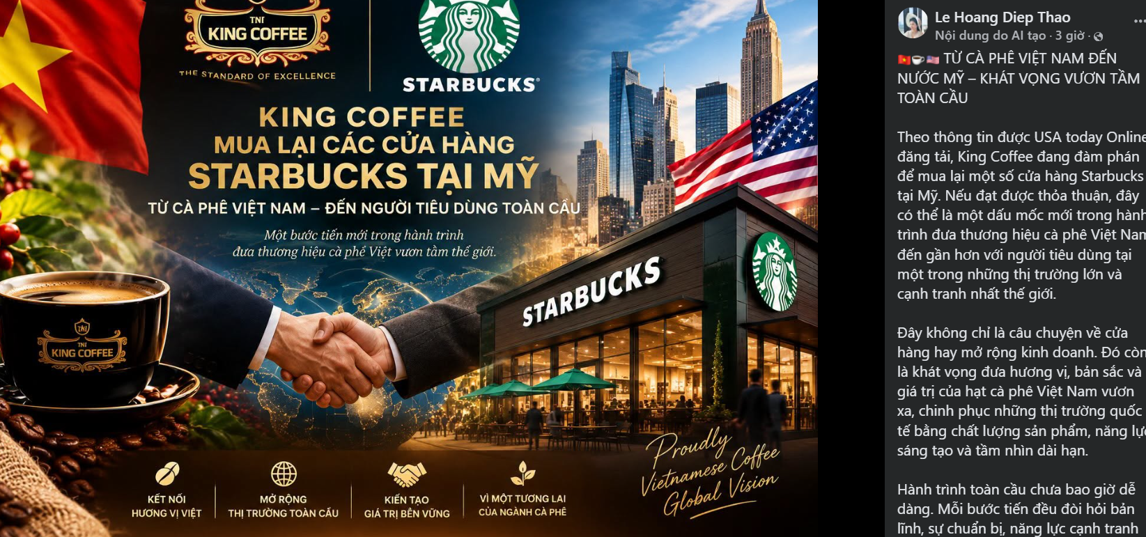 King Coffee của bà Lê Hoàng Diệp Thảo muốn mua lại quán Starbucks ngay trên đất Mỹ- Ảnh 1.