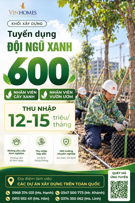 Tỷ ph&uacute; Phạm Nhật Vượng tuyển dụng 600 người biết chăm c&acirc;y, chăm hoa: Trả lương l&ecirc;n đến 15 triệu đồng/th&aacute;ng, kh&ocirc;ng y&ecirc;u cầu kinh nghiệm - Ảnh 1.