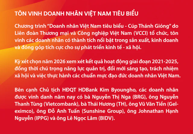 Chủ tịch HDBank Kim Byoungho nhận cúp Thánh Gióng 2026, ghi dấu trong Top 10 Doanh nhân Việt Nam tiêu biểu - Ảnh 10.