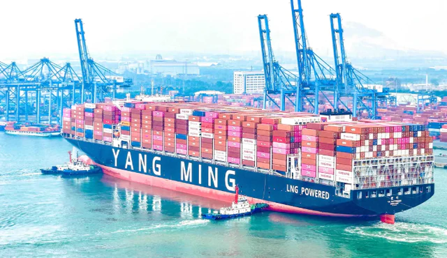 Phát hiện một siêu tàu dài gần 365 m, sức chở 15.500 TEU lần đầu tiên xuất hiện tại Việt Nam, thực hiện nhiệm vụ quan trọng - Ảnh 1.