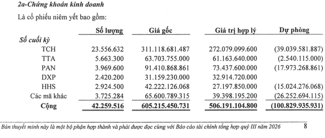 Nắm loạt cổ phiếu TCH, HHS, PAN..., một công ty tạm lỗ gần trăm tỷ ảnh 1